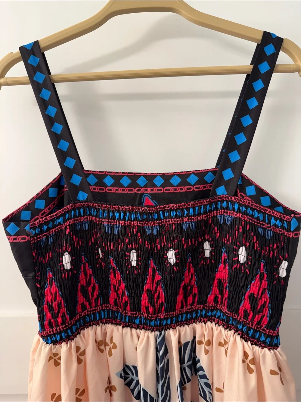 Maxi Sundress with Pink & Navy Leaf Print - Picture 10 of 12